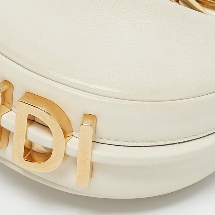 Pre Owned Fendi Off White Leather Nano Fendigraphy Hobo