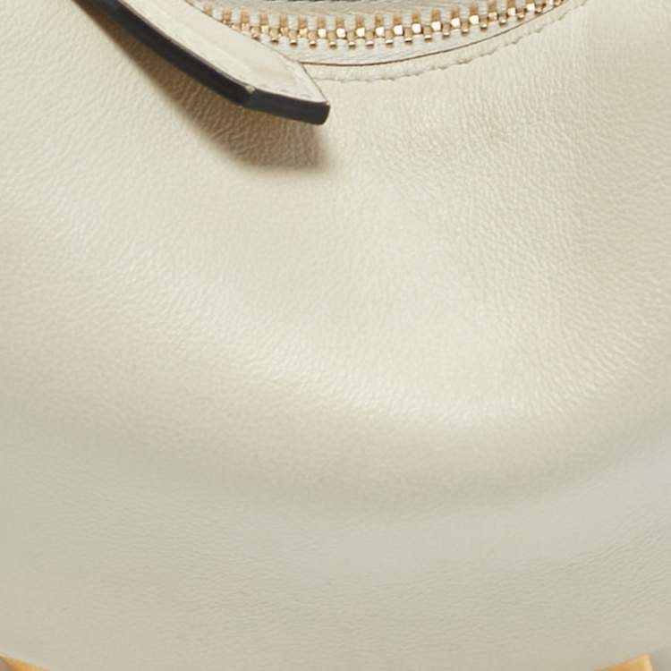 Pre Owned Fendi Off White Leather Nano Fendigraphy Hobo