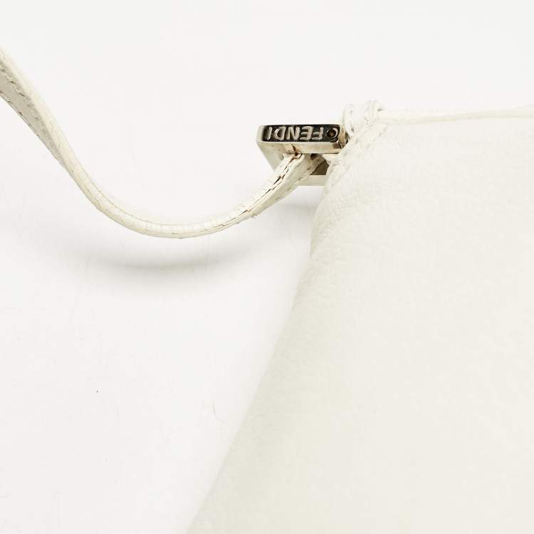 Pre Owned Fendi White Leather Mini Mama Baguette Bag