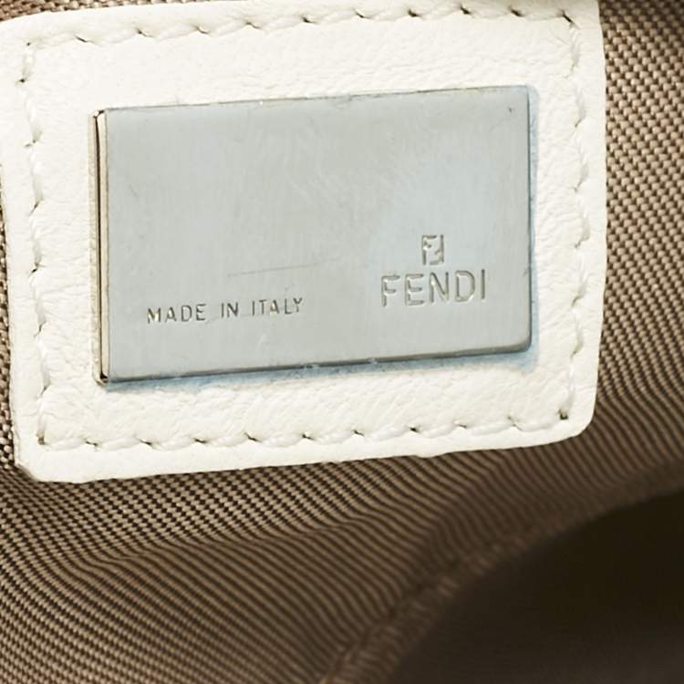 Pre Owned Fendi White Leather Mini Mama Baguette Bag