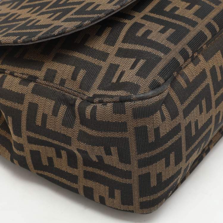 Pre Owned Fendi Tobacco Zucca Canvas Flap Crossbody Bag