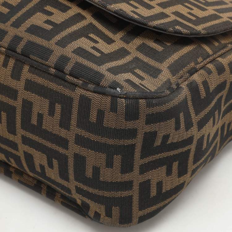 Pre Owned Fendi Tobacco Zucca Canvas Flap Crossbody Bag