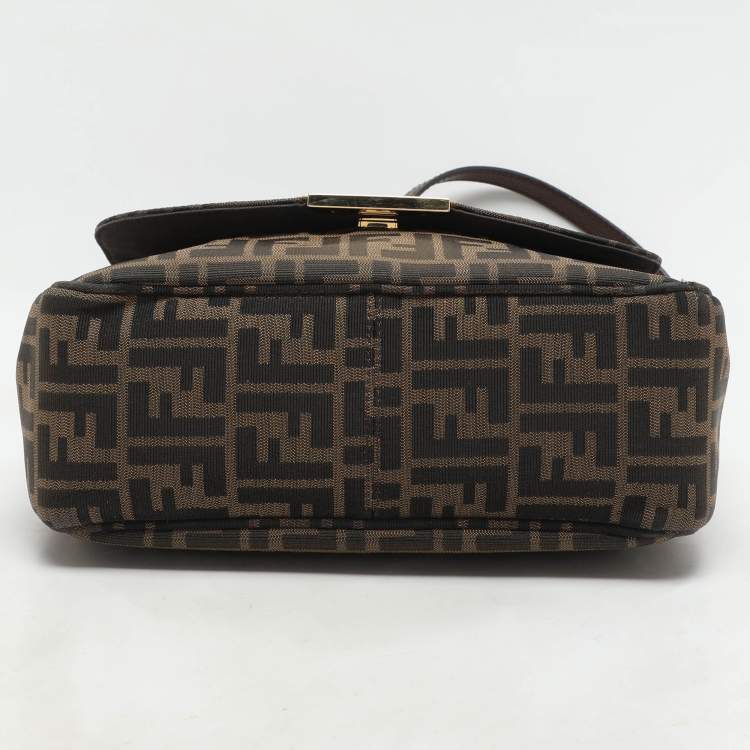 Pre Owned Fendi Tobacco Zucca Canvas Flap Crossbody Bag