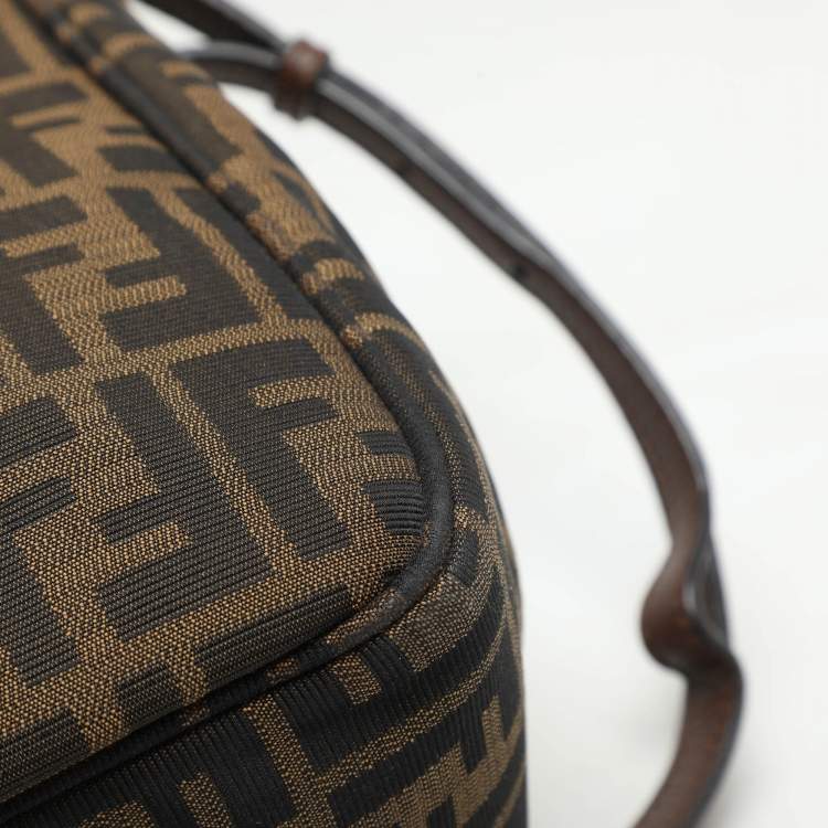 Pre Owned Fendi Tobacco Zucca Canvas Flap Crossbody Bag