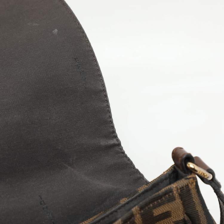 Pre Owned Fendi Tobacco Zucca Canvas Flap Crossbody Bag
