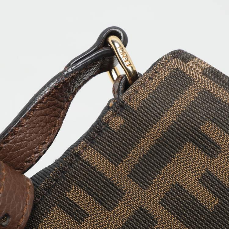 Pre Owned Fendi Tobacco Zucca Canvas Flap Crossbody Bag
