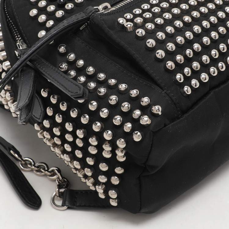Pre Owned Fendi Black Nylon Monster Studs Mini Black Backpack