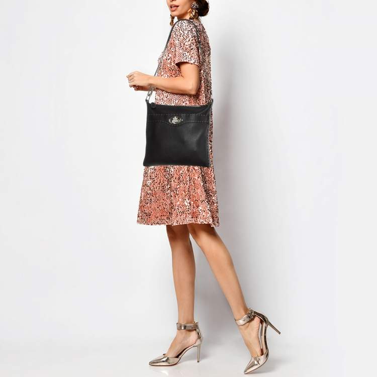 Pre Owned Fendi Dark Brown Selleria Leather Messenger Bag