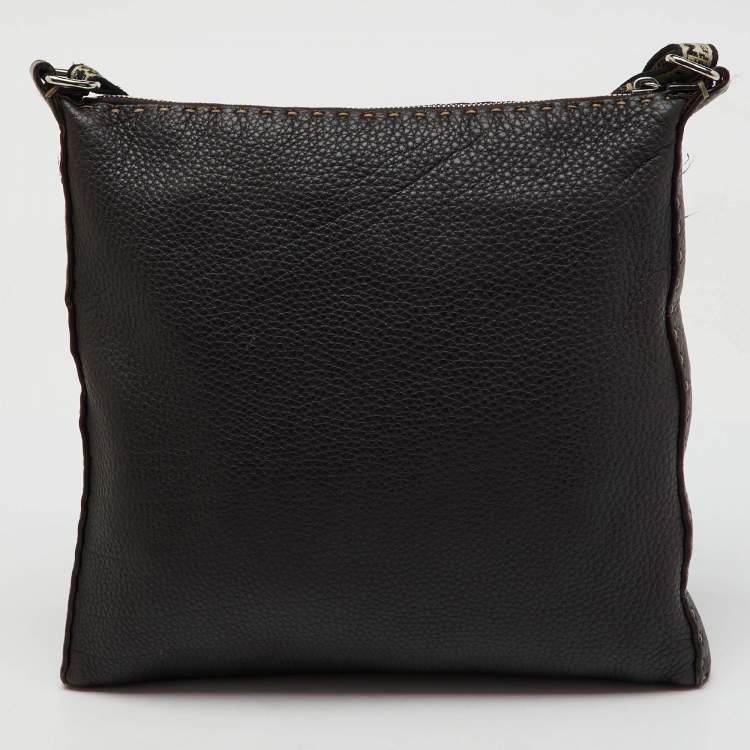 Pre Owned Fendi Dark Brown Selleria Leather Messenger Bag