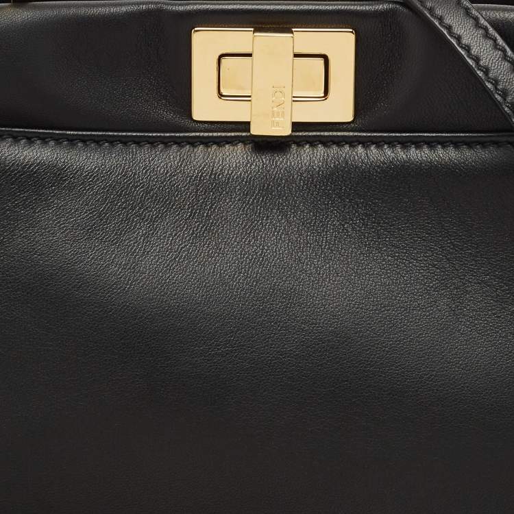 مملوكة مسبقًا Fendi Black Leather Mini Peekaboo Top Handle Bag