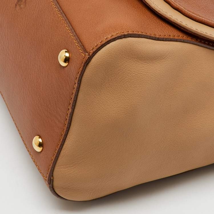 Pre Owned Fendi Brown Colorblock Leather Medium Anna Shoulder Bag