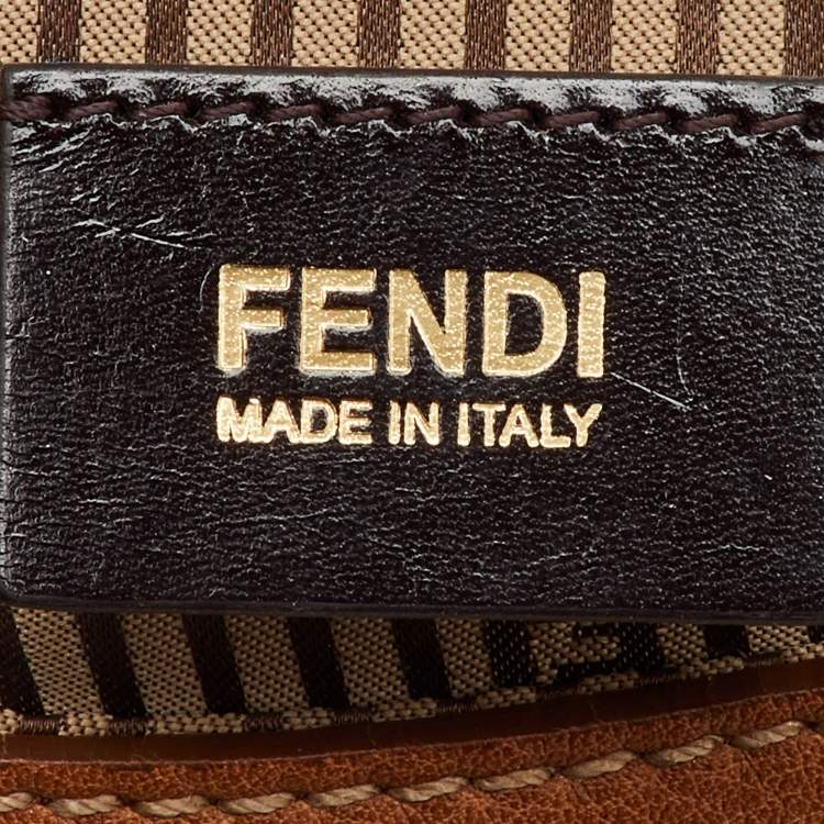 Pre Owned Fendi Brown Colorblock Leather Medium Anna Shoulder Bag
