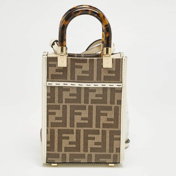 Pre Owned Fendi Multicolor Zucca Coated Canvas and Leather Mini Inlay Sunshine Tote
