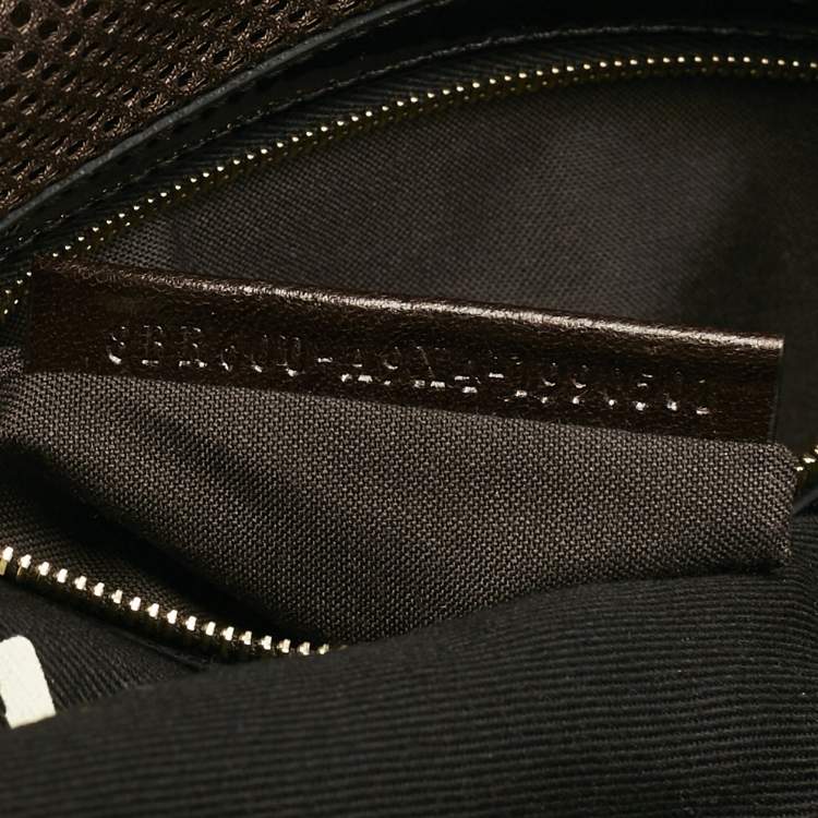 Pre Owned Fendi Black FF Embossed Patent Leather Medium Baguette Bag