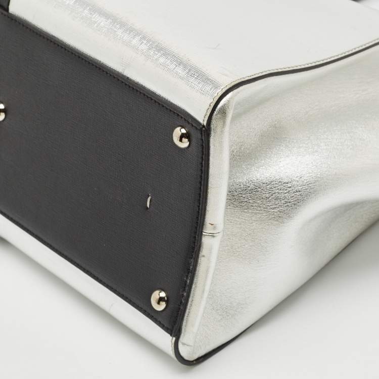 Pre Owned Fendi Black/Silver Leather Large 3Jours Tote