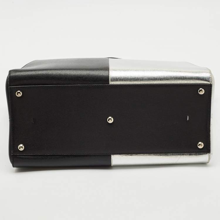 Pre Owned Fendi Black/Silver Leather Large 3Jours Tote