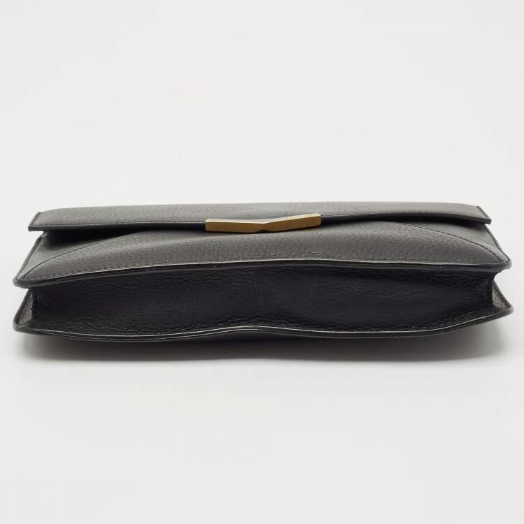 Pre Owned Fendi Black Leather 2Jours Envelope Clutch