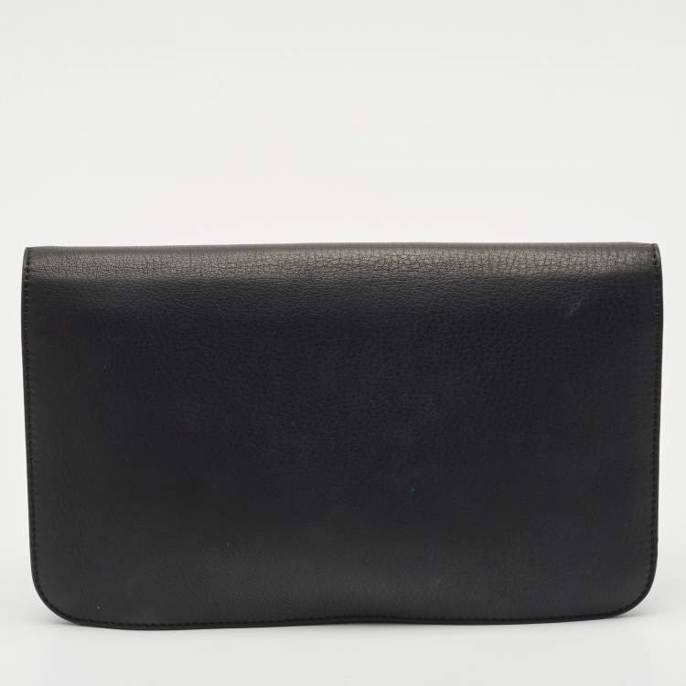 Pre Owned Fendi Black Leather 2Jours Envelope Clutch