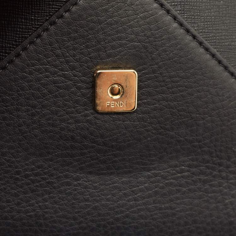 Pre Owned Fendi Black Leather 2Jours Envelope Clutch
