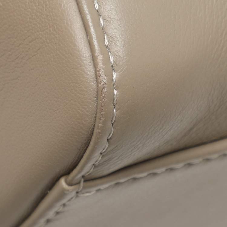 Pre Owned Fendi Beige Leather Mini Peekaboo Top Handle Bag