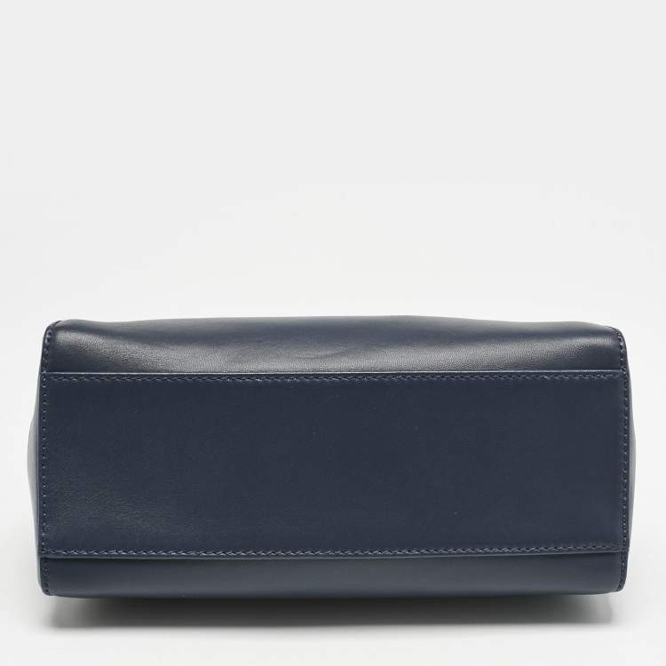 مملوكة مسبقًا Fendi Navy Blue Leather Mini Peekaboo Top Handle Bag