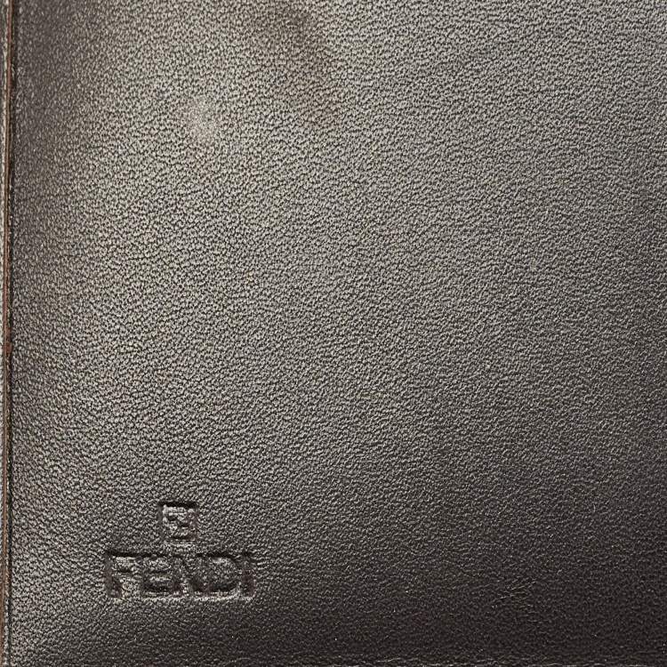 Pre Owned Fendi Tobacco Zucca Canvas and Leather French Flap Wallet