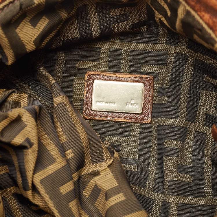 Pre Owned Fendi Brown Pebbled Leather Spy Bag