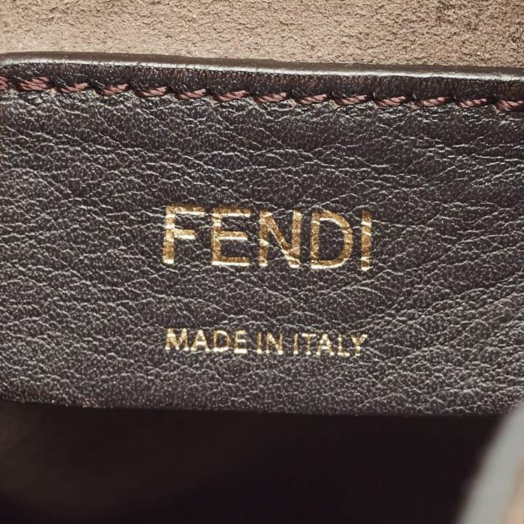 Pre Owned Fendi Brown/Black Zucca Leather Mini Mon Tresor Drawstring Bucket Bag