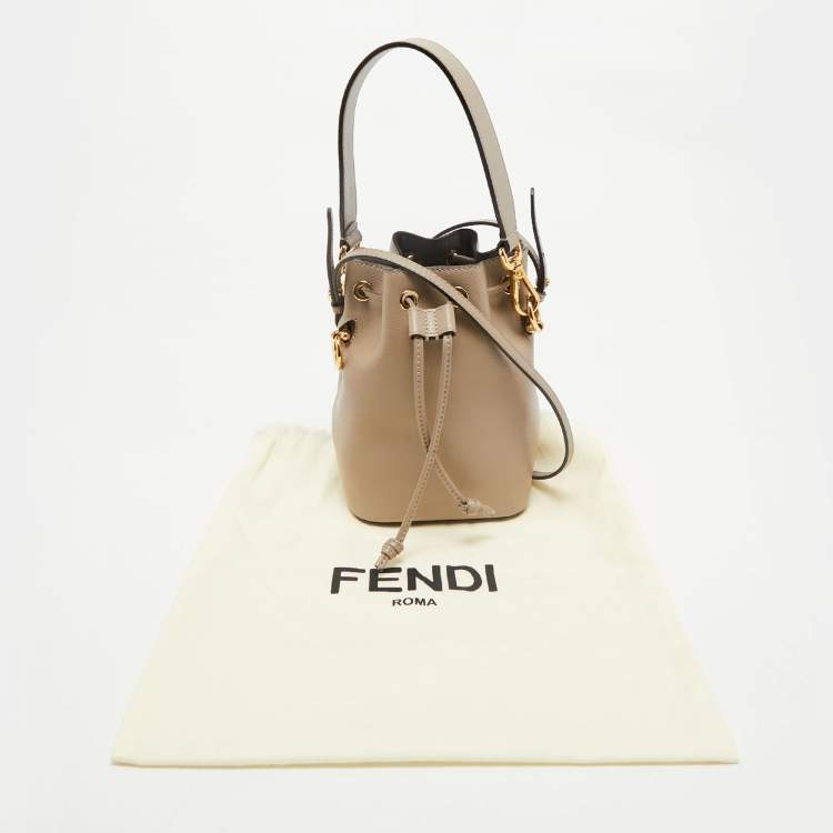 Pre Owned Fendi Beige Leather Mini Mon Tresor Bucket Bag