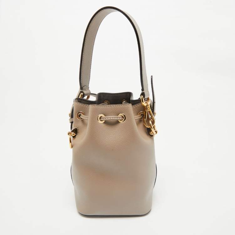 Pre Owned Fendi Beige Leather Mini Mon Tresor Bucket Bag
