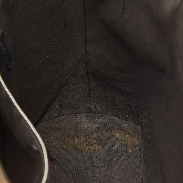 Pre Owned Fendi Brown/Black Zucca Coated Canvas and Leather FF 1974 Stamp Patch Shopper Tote