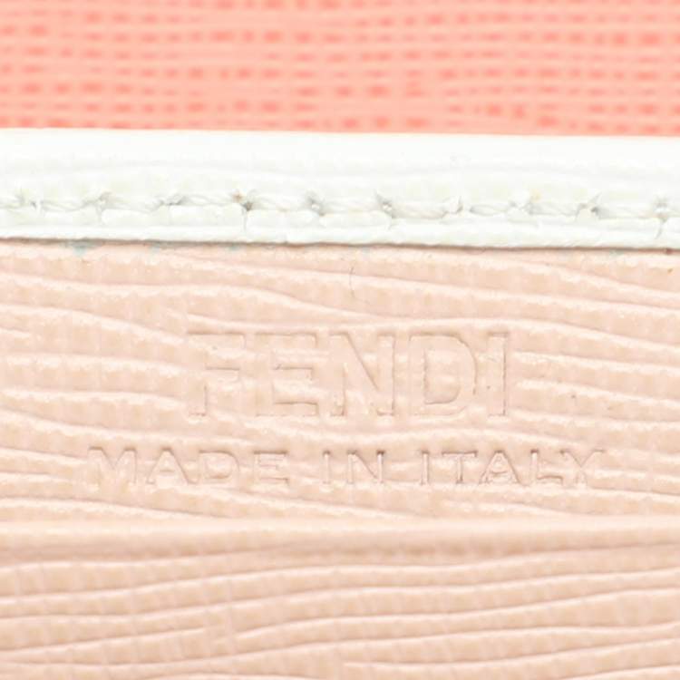 Pre Owned Fendi White/Peach Leather 2Jours Continental Wallet