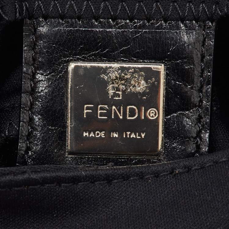 Pre Owned Fendi Black Fabric and Leather Mini Croissant Pochette
