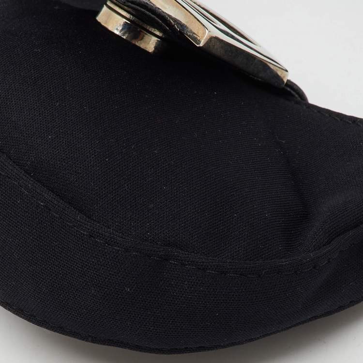 Pre Owned Fendi Black Fabric and Leather Mini Croissant Pochette