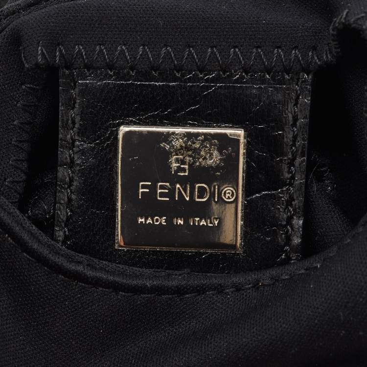 Pre Owned Fendi Black Fabric and Leather Mini Croissant Pochette