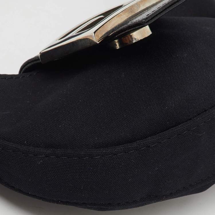 Pre Owned Fendi Black Fabric and Leather Mini Croissant Pochette