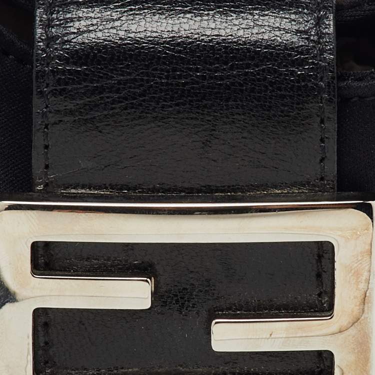 Pre Owned Fendi Black Fabric and Leather Mini Croissant Pochette