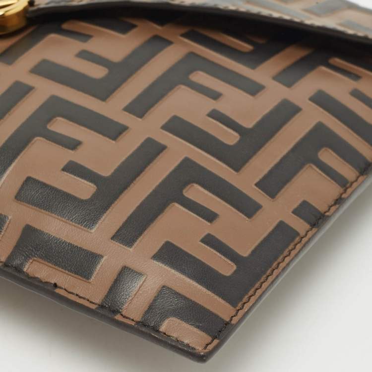 Pre Owned Fendi Brown Zucca Leather F is Fendi Envelope Pouch