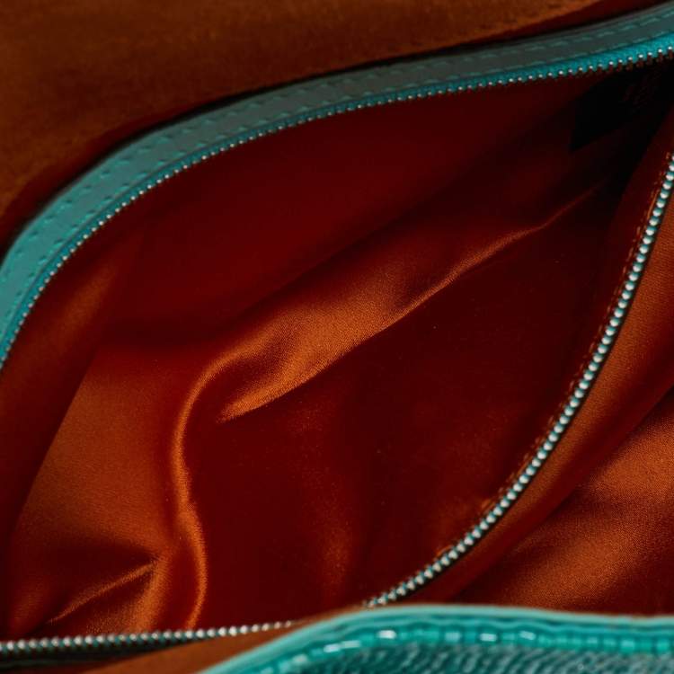 Pre Owned Fendi Turquoise Blue Stone Beads and Leather Re-Edition Baguette Bag