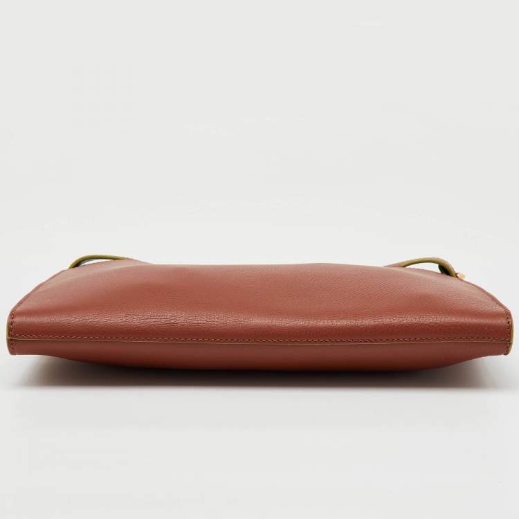 مملوكة مسبقًا Fendi Rust Brown Leather Seta Burro Peekaboo Pochette Crossbody Bag