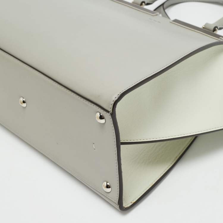 Pre Owned Fendi Light Grey/White Leather Medium 3Jours Tote