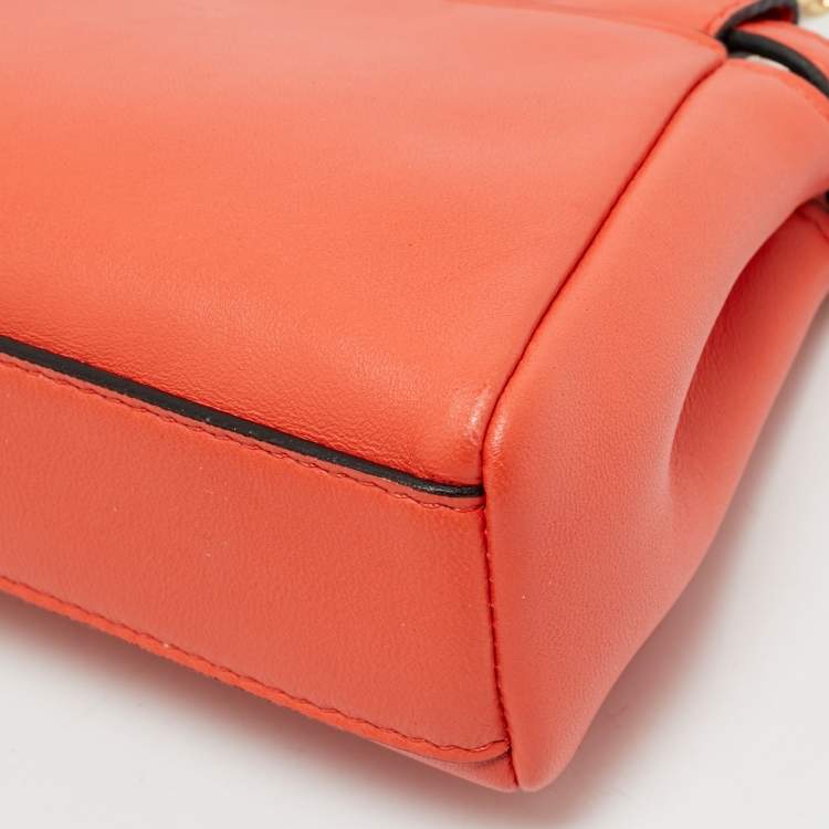 مملوكة مسبقًا Fendi Orange Leather Micro Peekaboo Crossbody Bag
