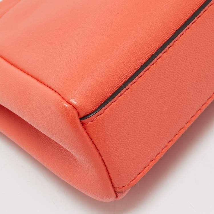 مملوكة مسبقًا Fendi Orange Leather Micro Peekaboo Crossbody Bag