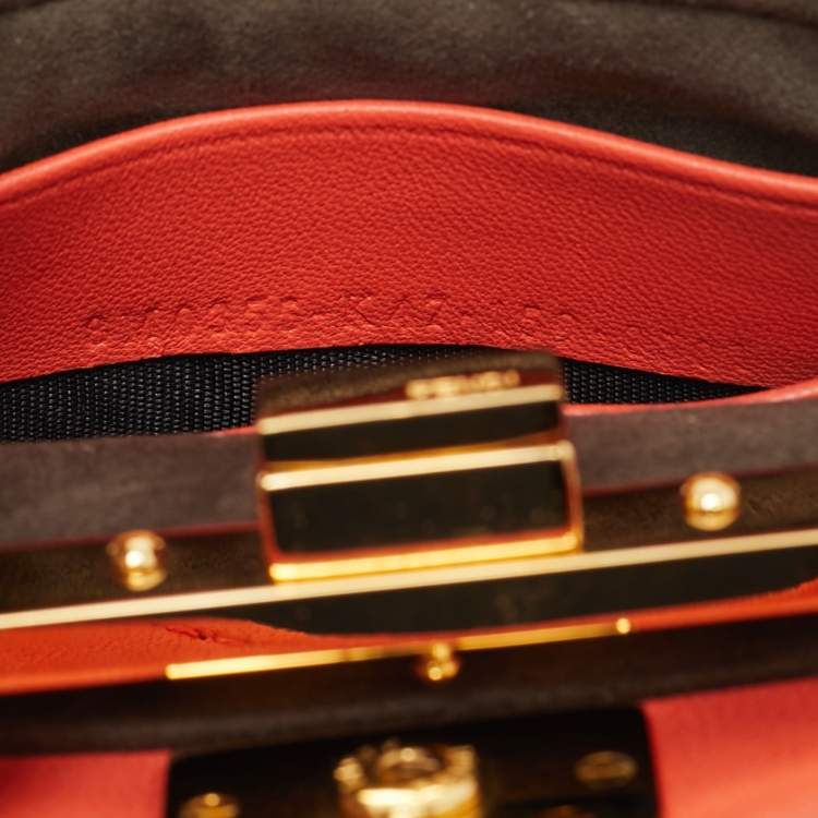 مملوكة مسبقًا Fendi Orange Leather Micro Peekaboo Crossbody Bag