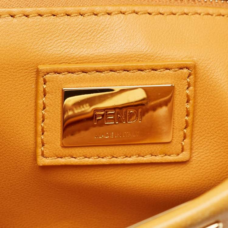 مملوكة مسبقًا Fendi Yellow Leather Mini Peekaboo Top Handle Bag