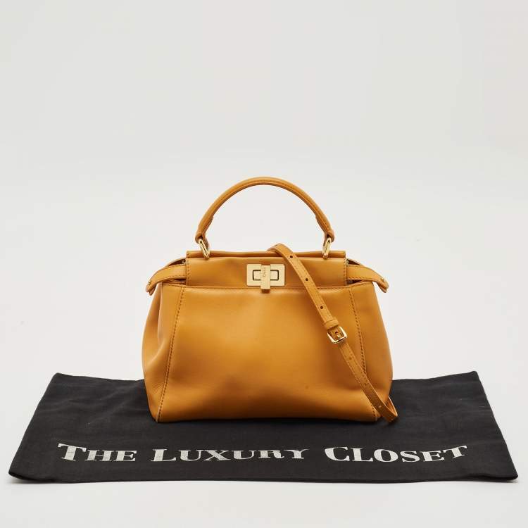 مملوكة مسبقًا Fendi Yellow Leather Mini Peekaboo Top Handle Bag