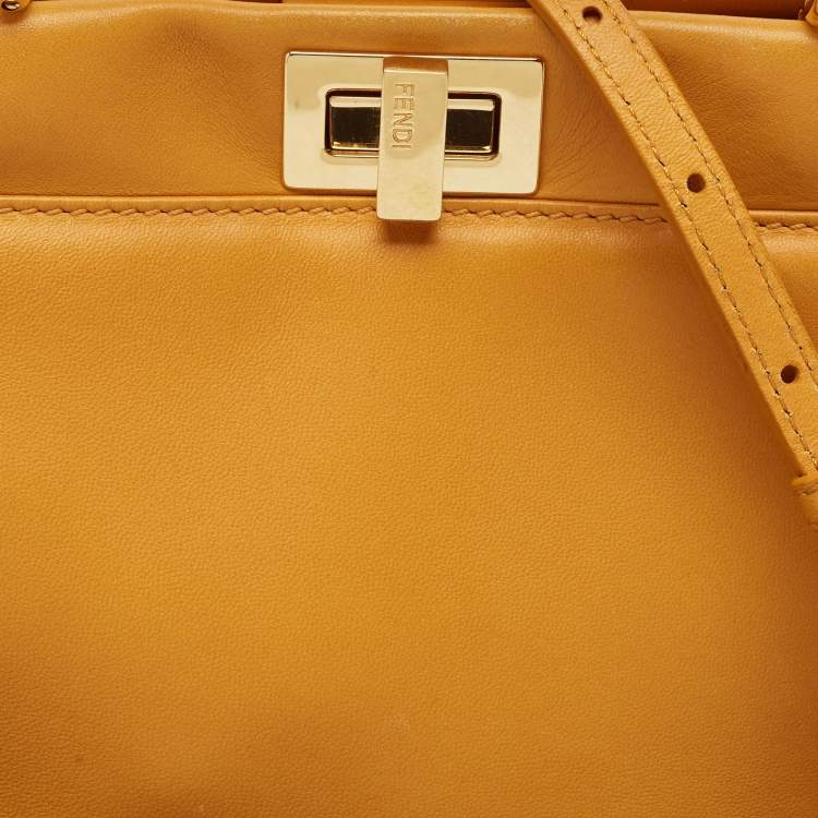 مملوكة مسبقًا Fendi Yellow Leather Mini Peekaboo Top Handle Bag