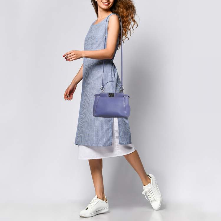مملوكة مسبقًا Fendi Purple Leather Mini Peekaboo Top Handle Bag