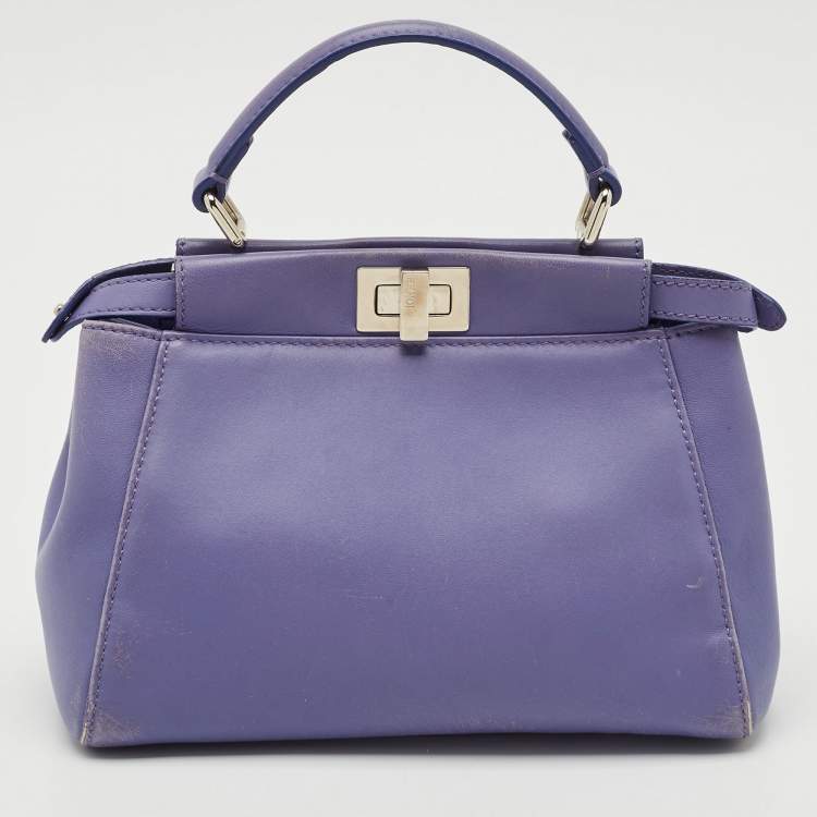 مملوكة مسبقًا Fendi Purple Leather Mini Peekaboo Top Handle Bag