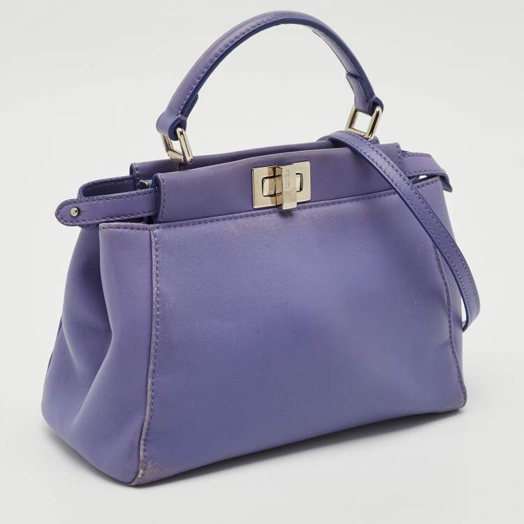 مملوكة مسبقًا Fendi Purple Leather Mini Peekaboo Top Handle Bag
